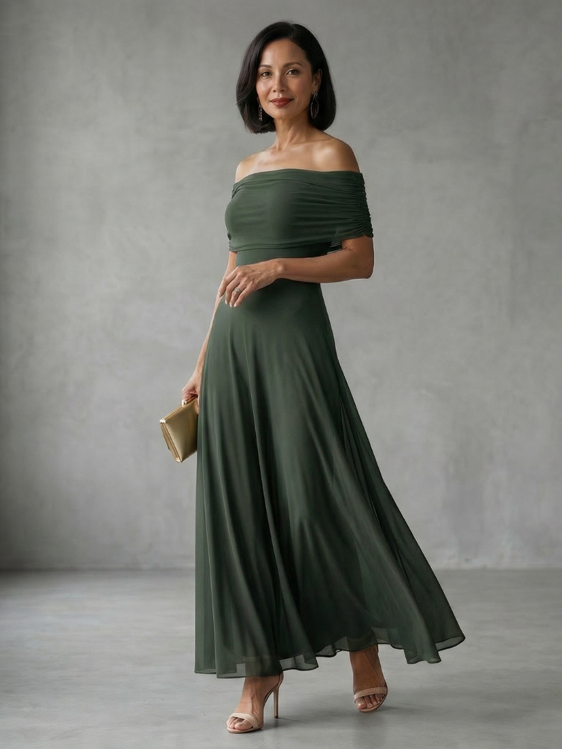 Juni | Off-Shoulder Draperat Midikjol