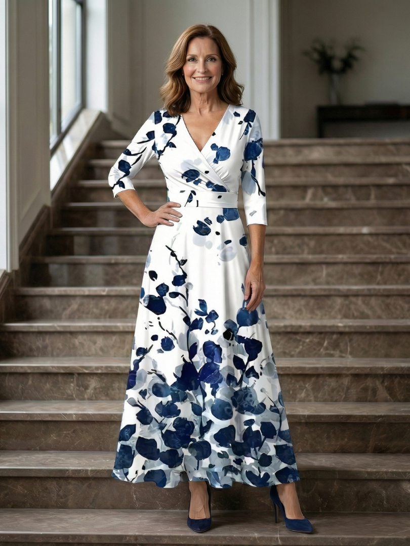 Celine | Midi-klänning med omslagshals