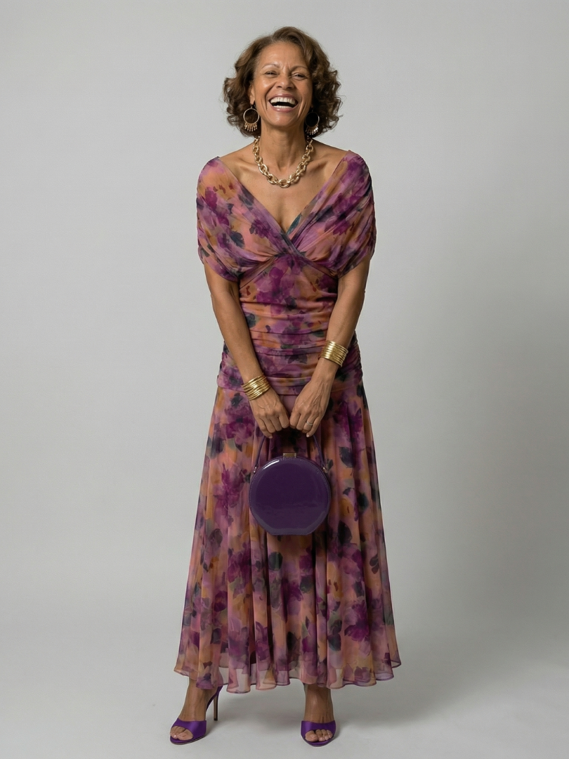 Calen | Off-Shoulder Flow Midi Klänning