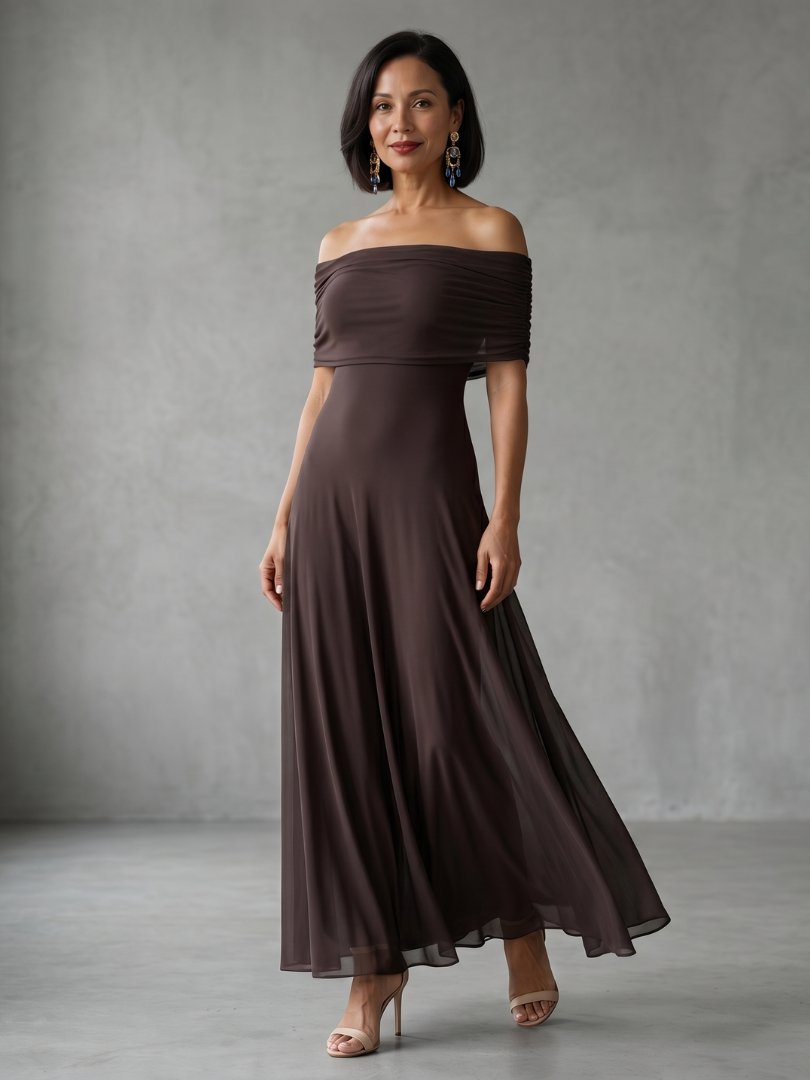 Juni | Off-Shoulder Draperat Midikjol