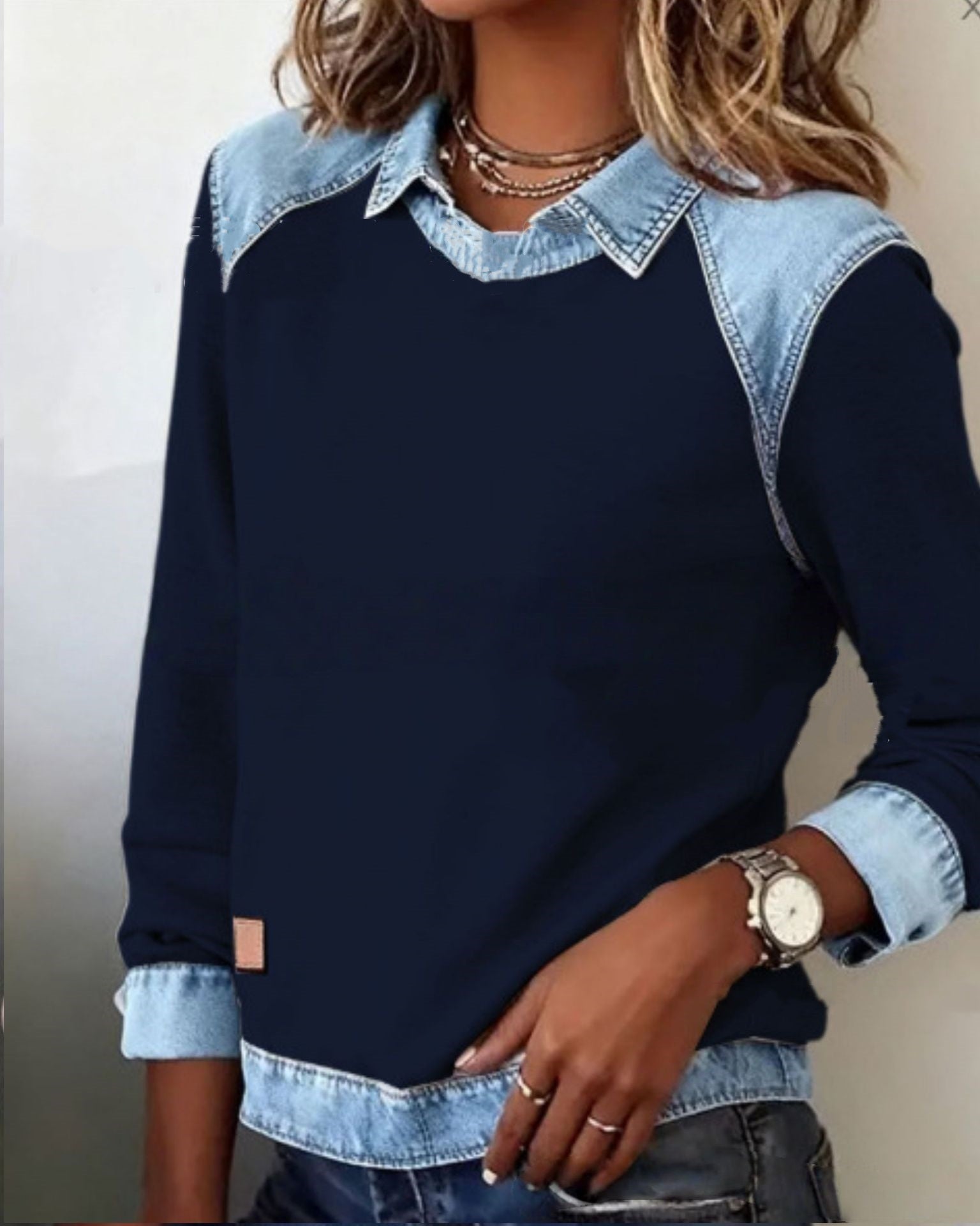 Ravyn – Tröja med denimdetaljer