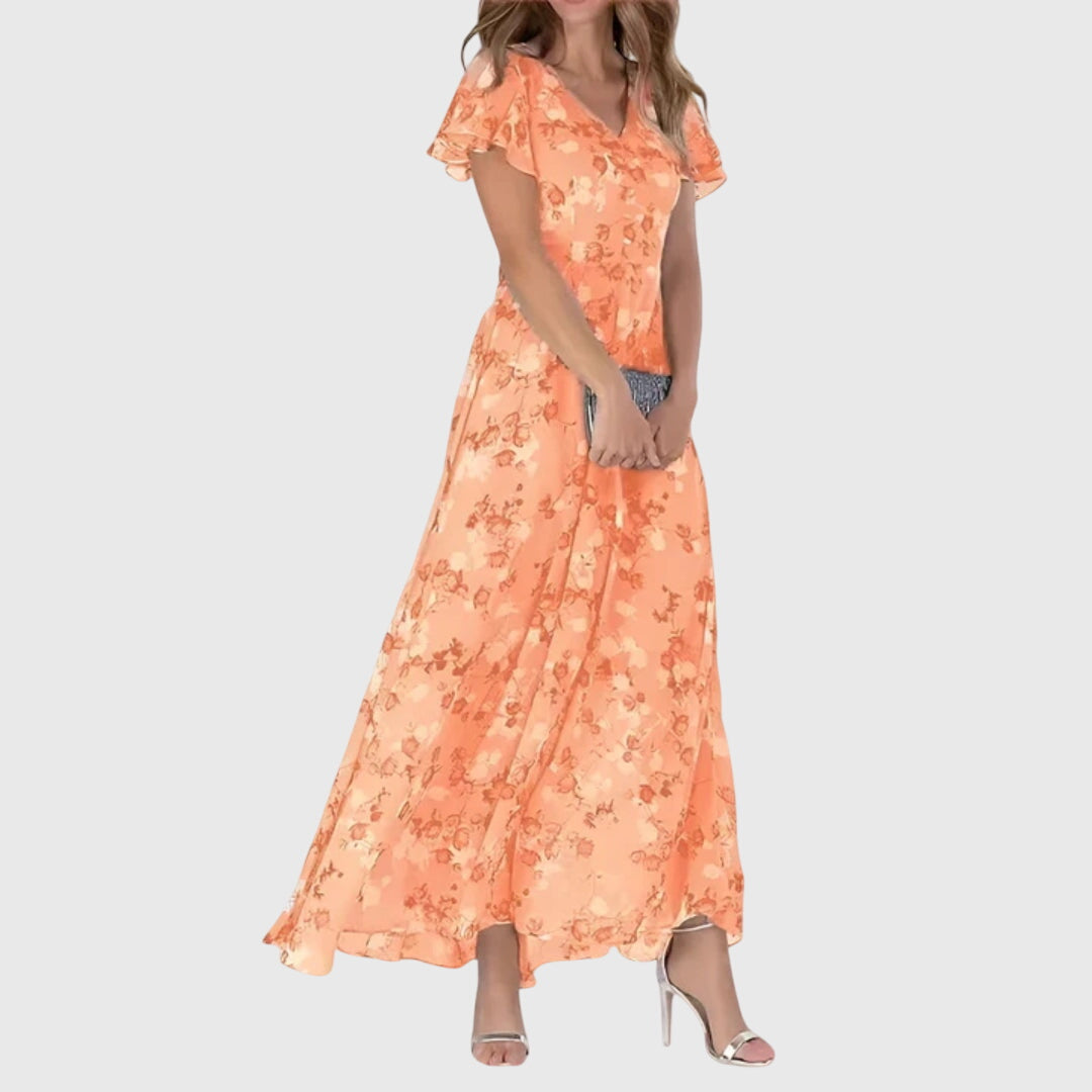 Inga | Figursmidrande Klänning i Orange