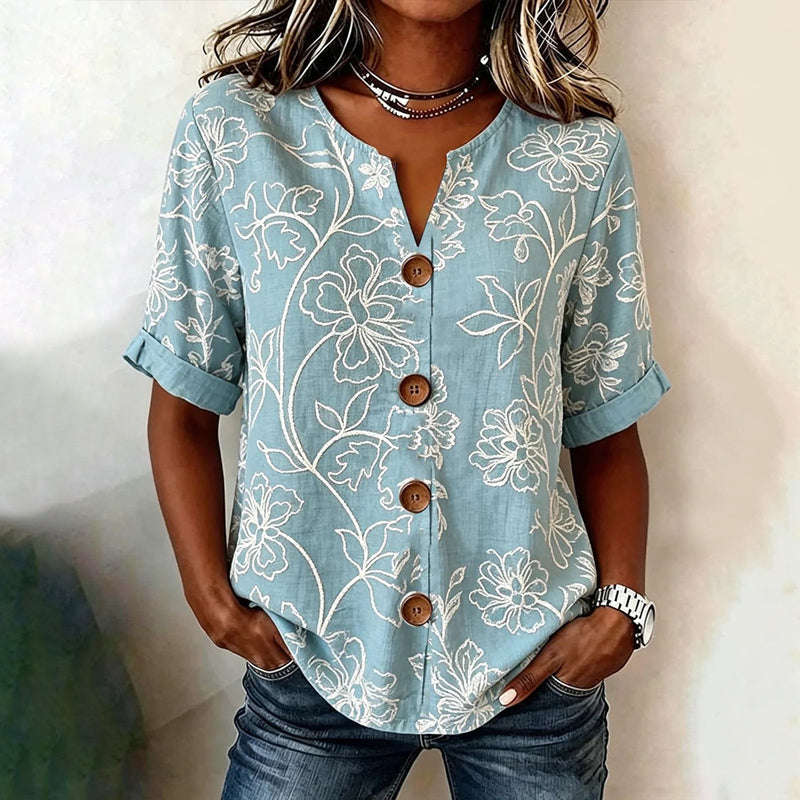 Élise™ | Vintage blus med blommönster