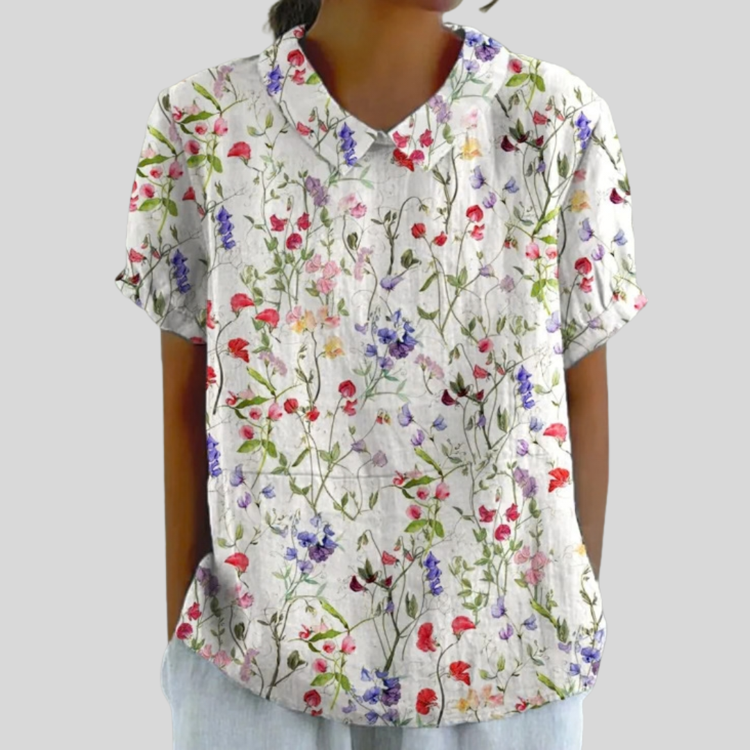 Océane | Lätt Blus med Blommönster