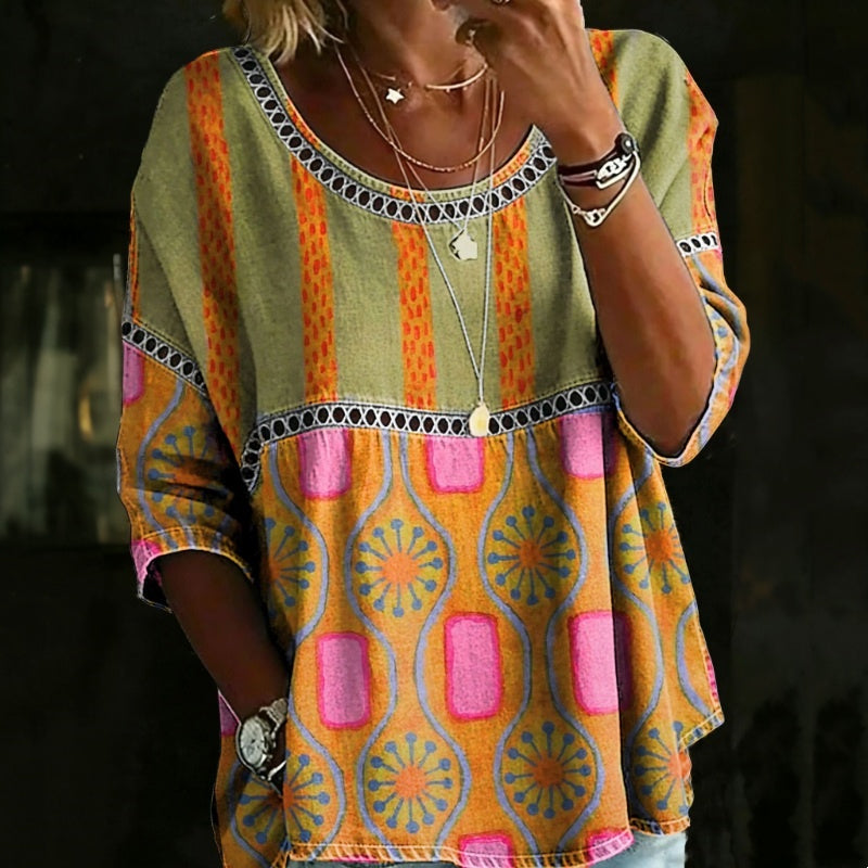 Élodie™ | Vintage avslappnad blus med tryck
