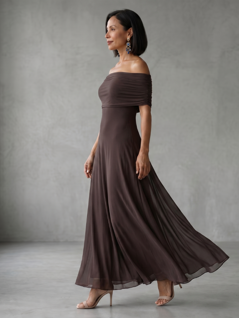 Juni | Off-Shoulder Draperat Midikjol