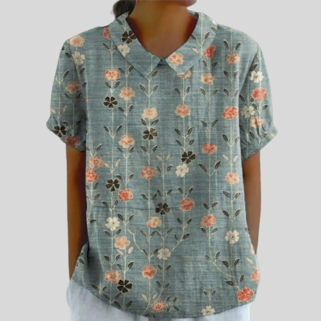 Élora | Blus med Raka Blommor