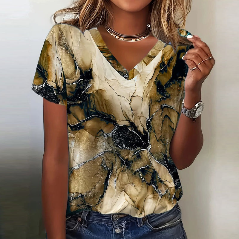 Noémie™ | Vintage t-shirt med V-hals