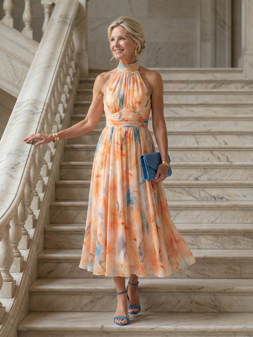 Elin | Mjuk Halter-Midi-Klänning