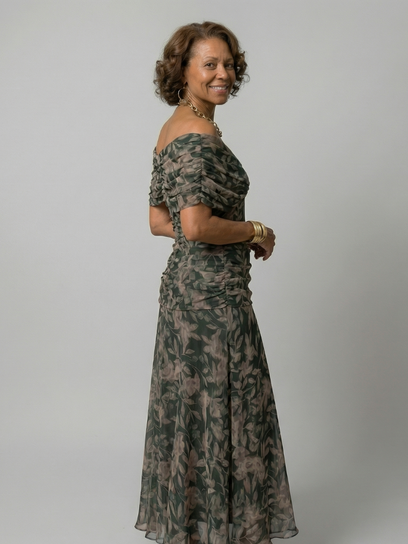 Calen | Off-Shoulder Flow Midi Klänning