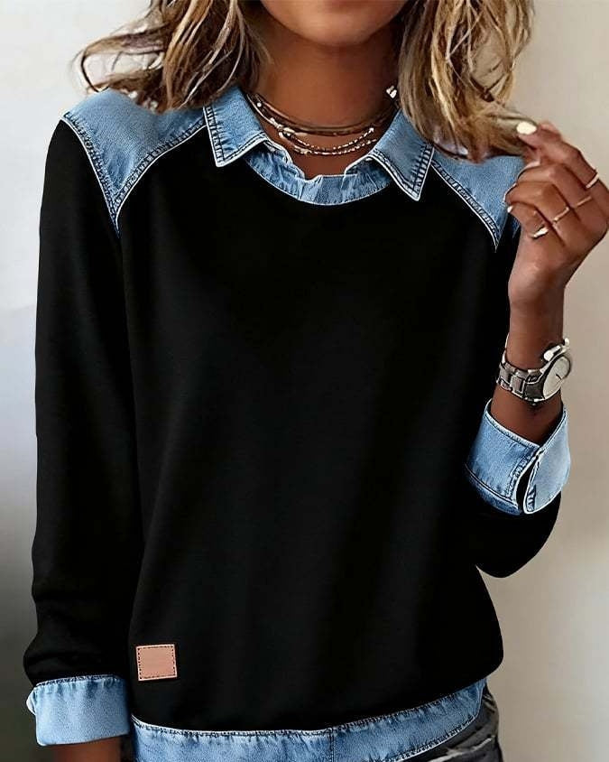 Ravyn – Tröja med denimdetaljer