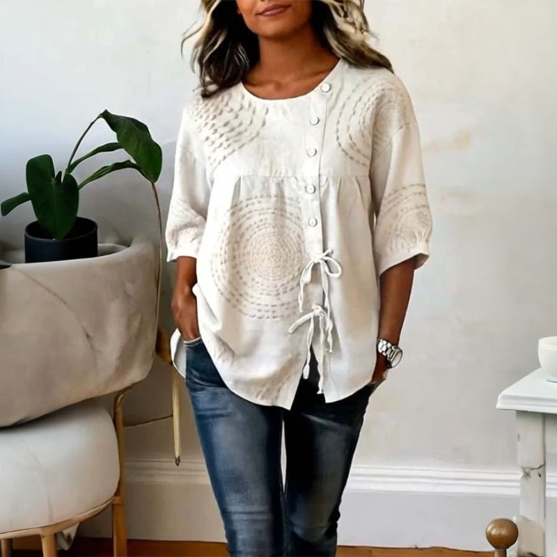 Élodie™ | Vintage avslappnad blus med tryck