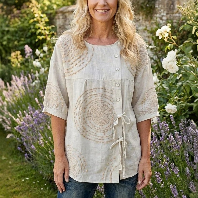 Élodie™ | Vintage avslappnad blus med tryck
