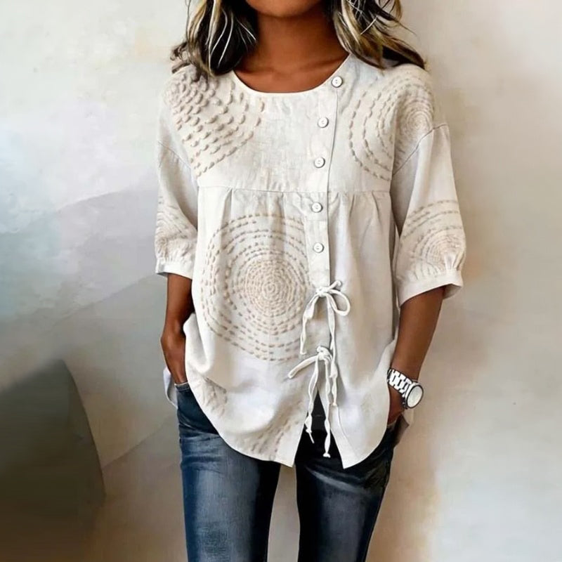 Élodie™ | Vintage avslappnad blus med tryck