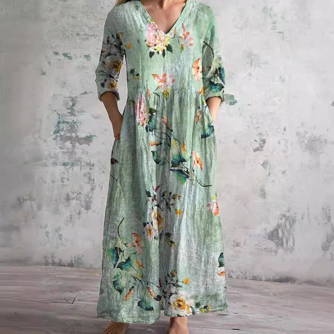 Klara | Vintageinspirerad Klänning i Svart, A-skuren Snitt, Bomullsblandning