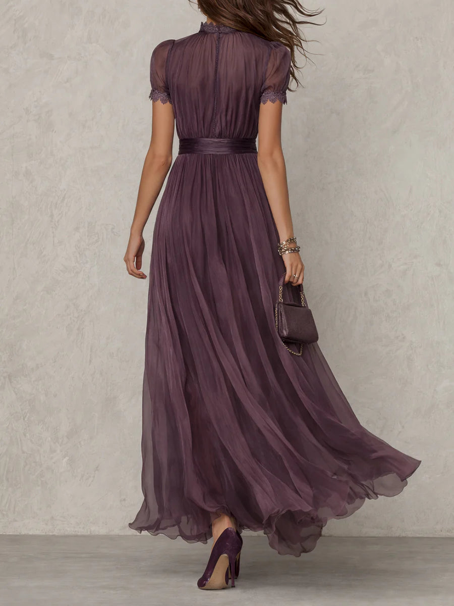 Greta | Vintage Elegant Maxiklänning i Chiffong Lila
