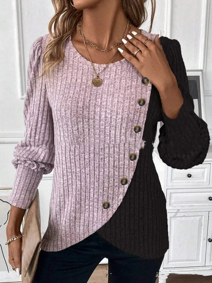 Prya – Ribstickad tröja med asymmetrisk detalj