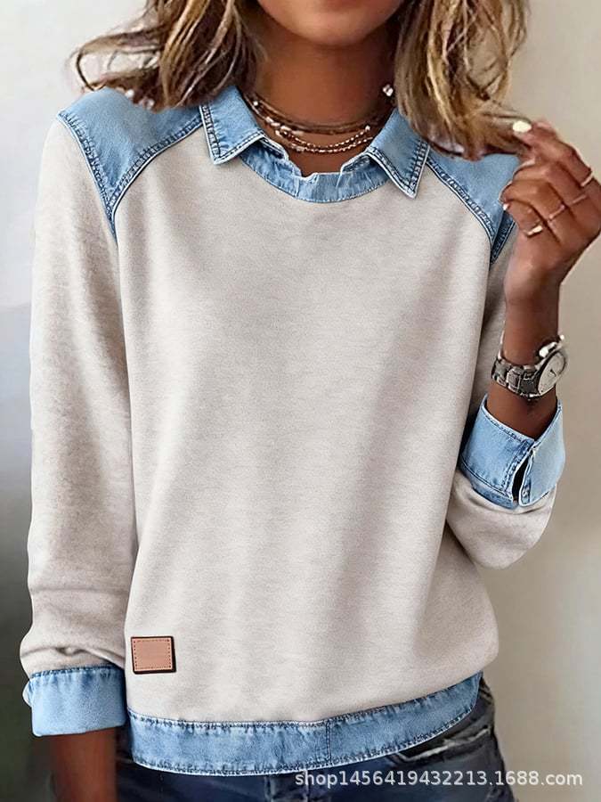 Ravyn – Tröja med denimdetaljer