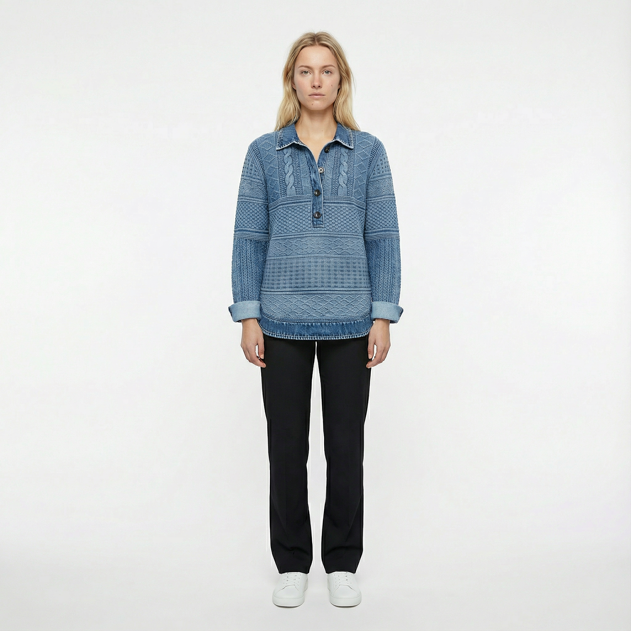Marit – Tröja med struktur och knapplåsning