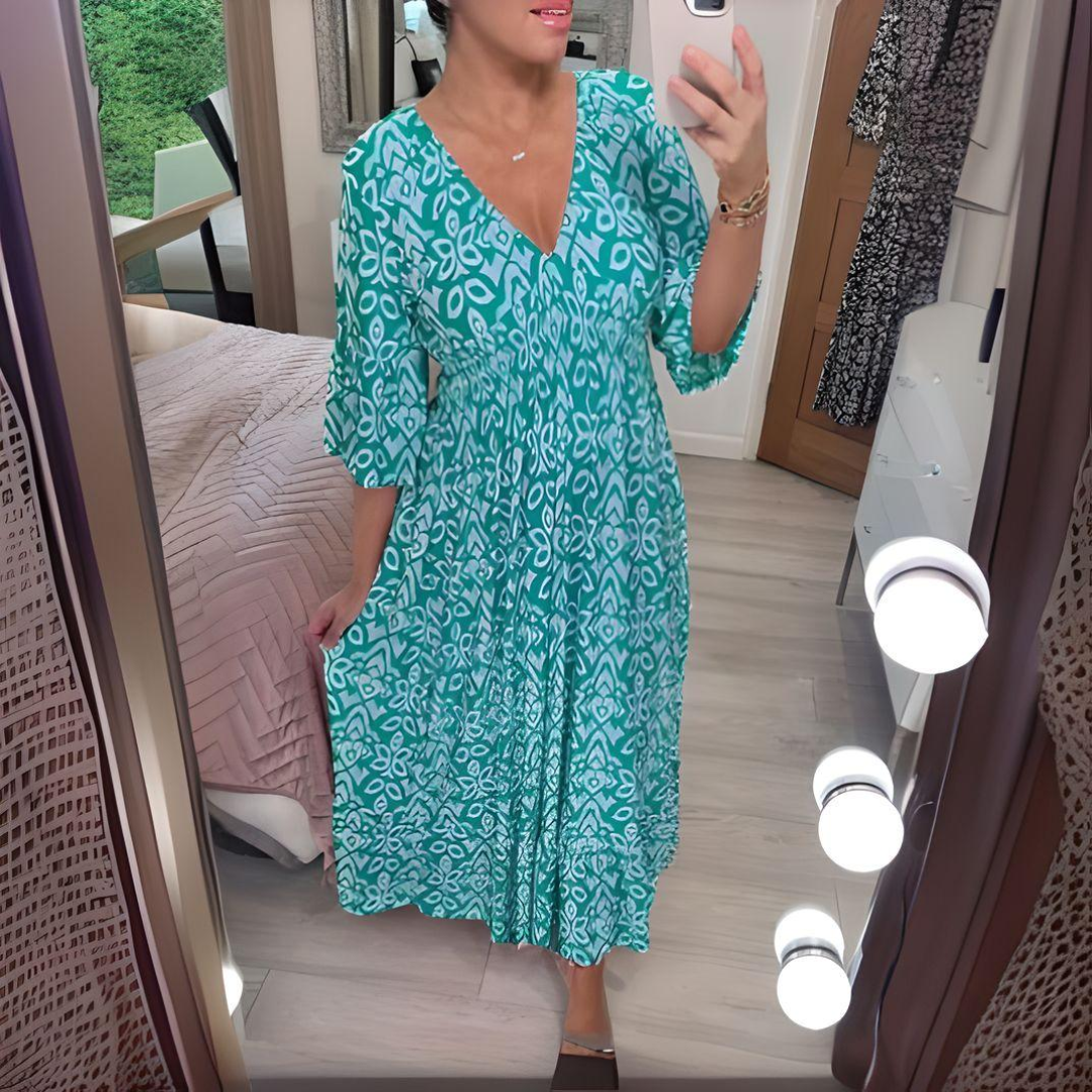 Lillia - Boho Tryckt Klänning