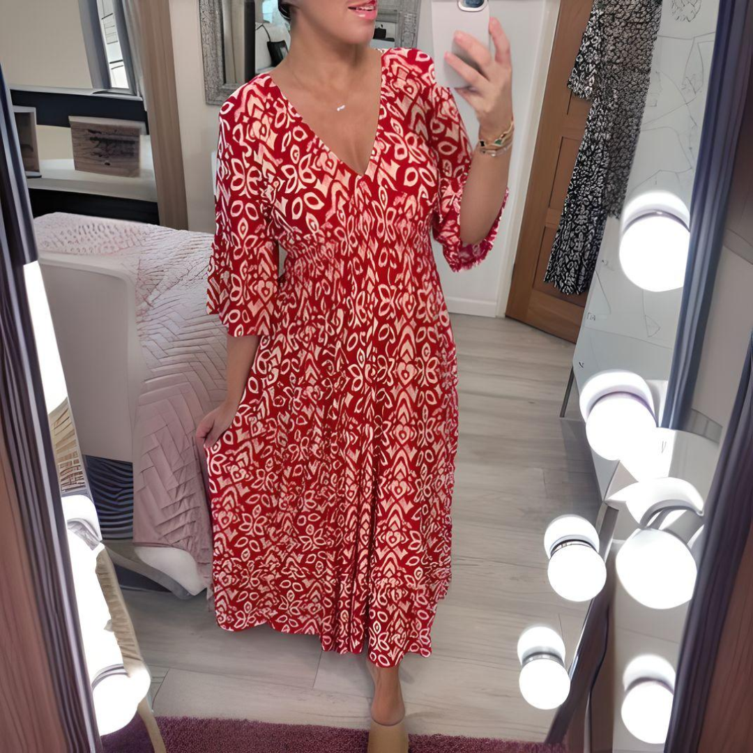 Lillia - Boho Tryckt Klänning