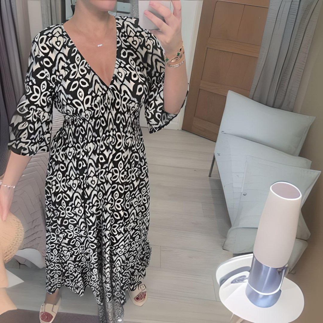 Lillia - Boho Tryckt Klänning