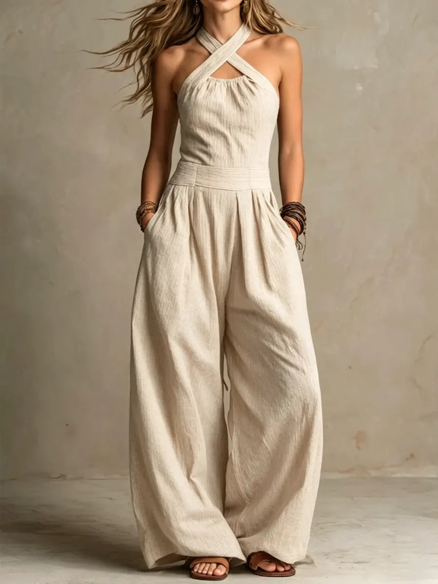 ARIADNA – Elegant Jumpsuit med Korsad Urringning