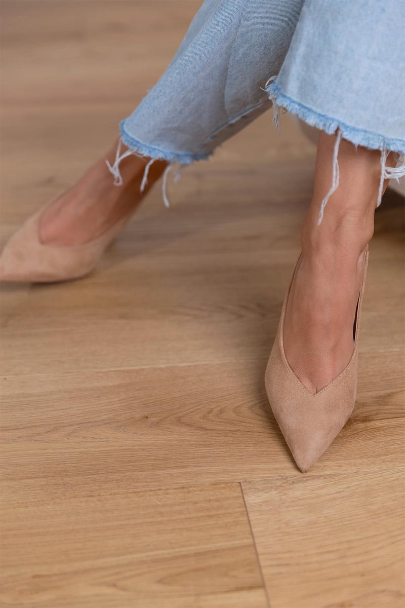 Helenaa | Klassiska Slingback-pumps i Mocka med Stilettklack