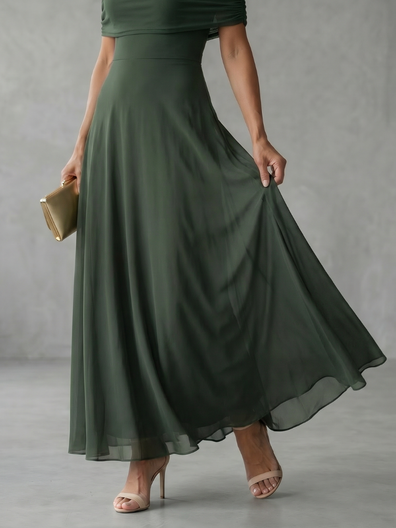 Juni | Off-Shoulder Draperat Midikjol