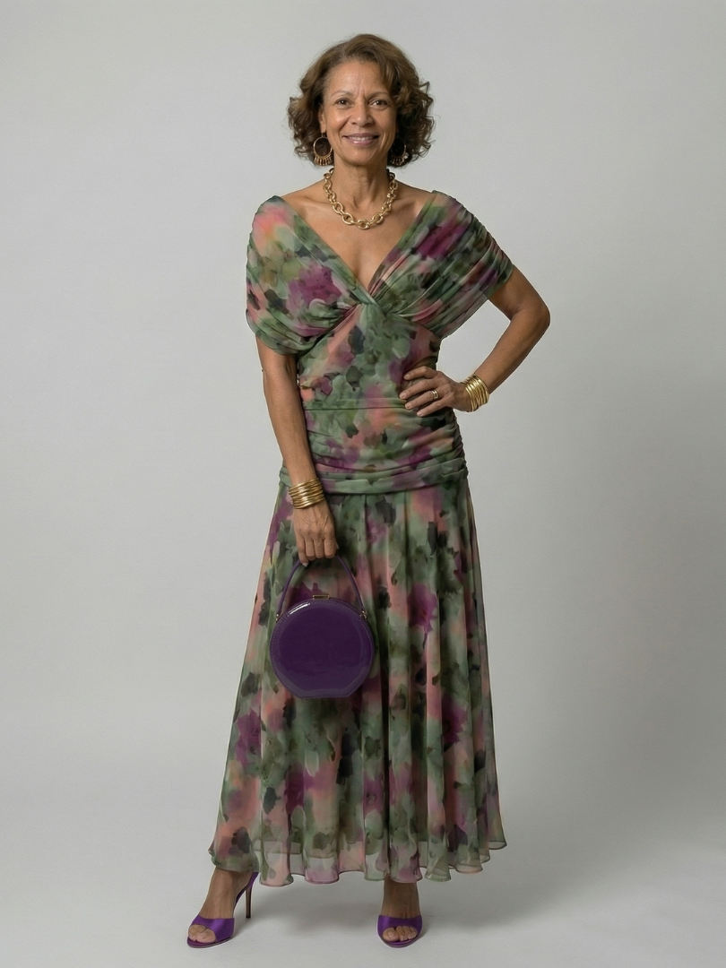 Calen | Off-Shoulder Flow Midi Klänning