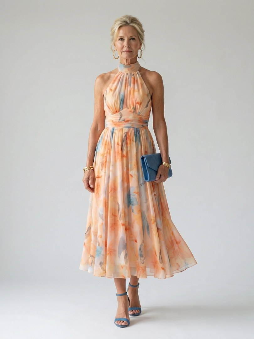 Elin | Mjuk Halter-Midi-Klänning