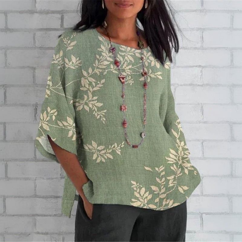 Élise™ | Vintageblus med lövtryck
