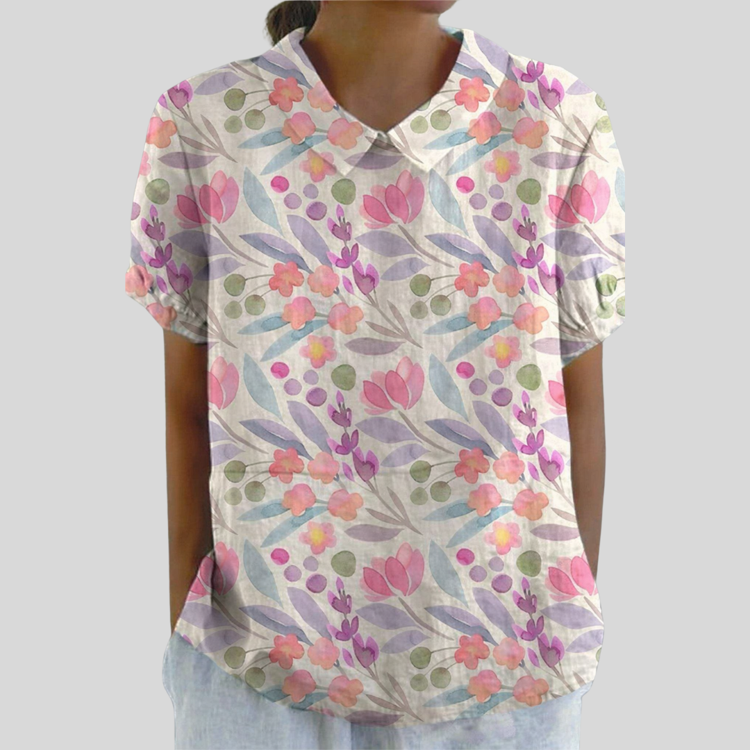 Aurélie | Blus med Grafiskt Blommönster