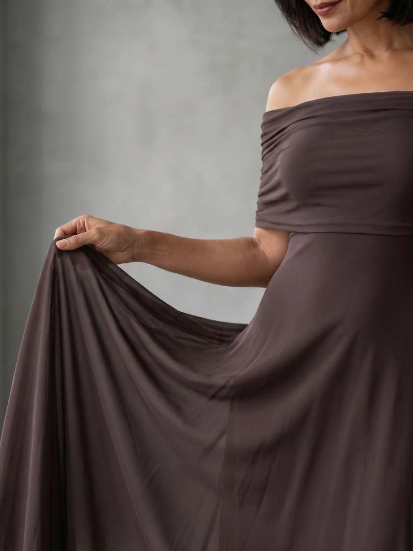 Juni | Off-Shoulder Draperat Midikjol