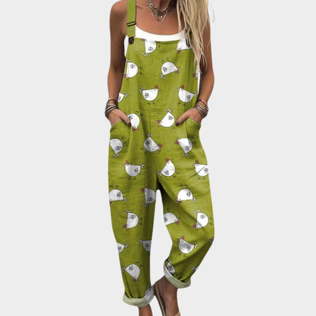 Bekväm Tryckt Hängselbyxa