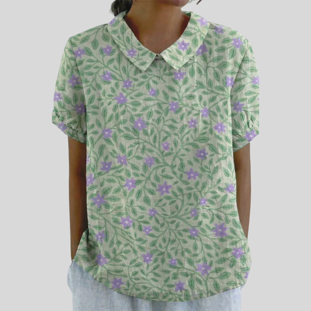 Lucienne | Blus med Blommig Lövverk