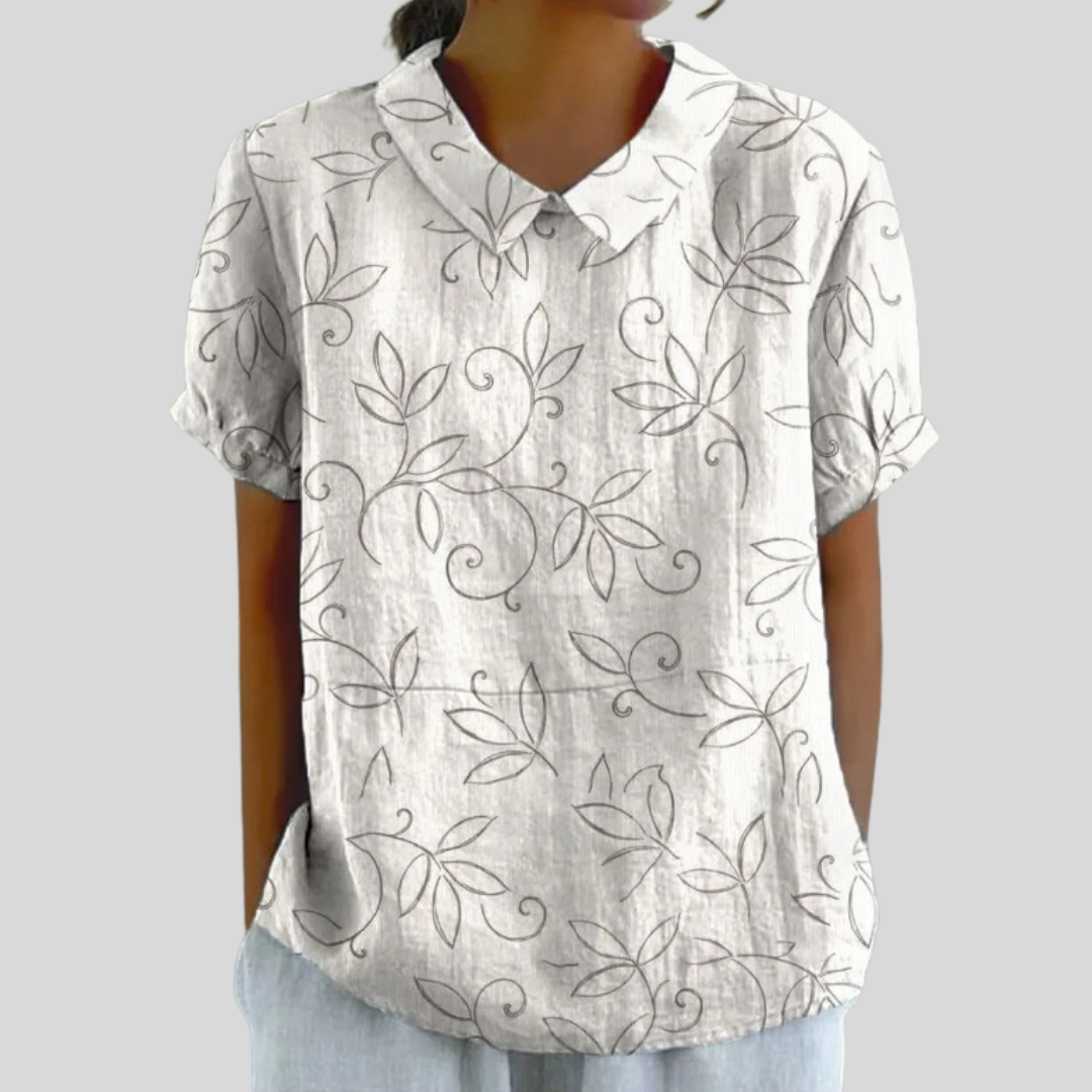 Édith | Blus med Minimalistiskt Lövverk