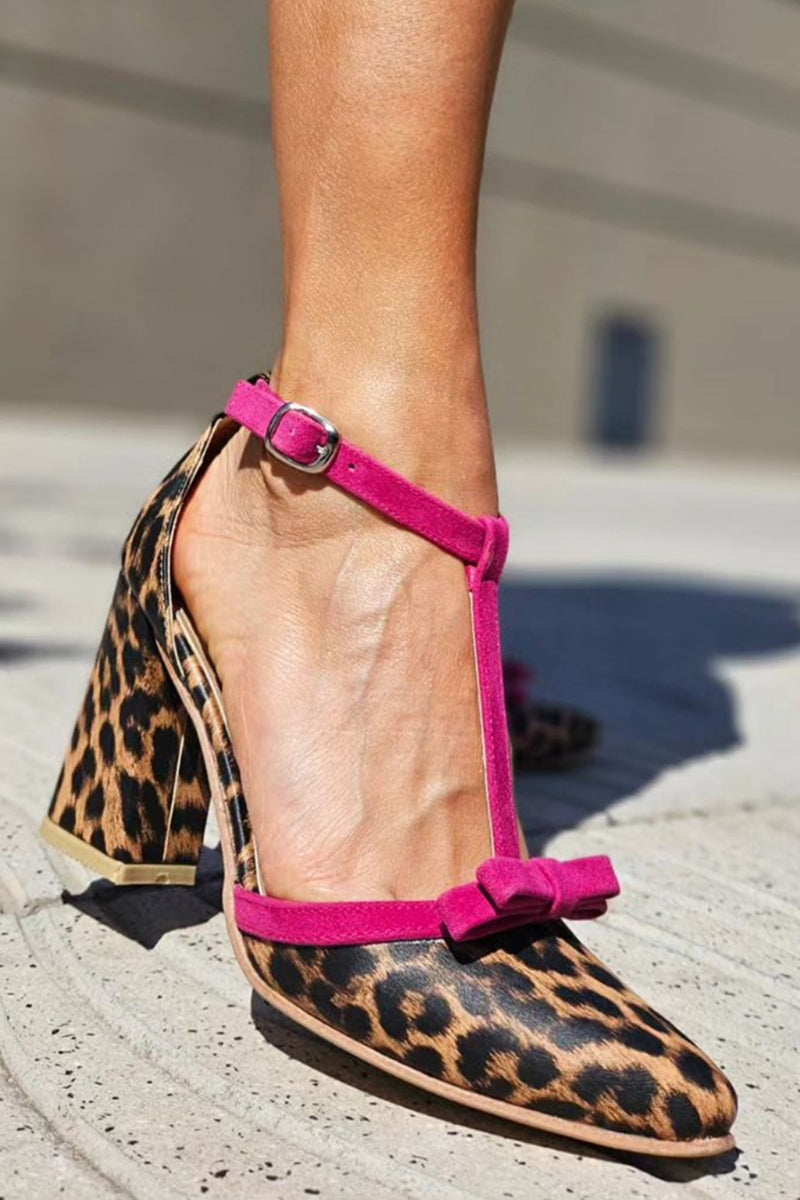 Saraina | Höga Sandaletter med Leopardmönster och Färgglada Detaljer