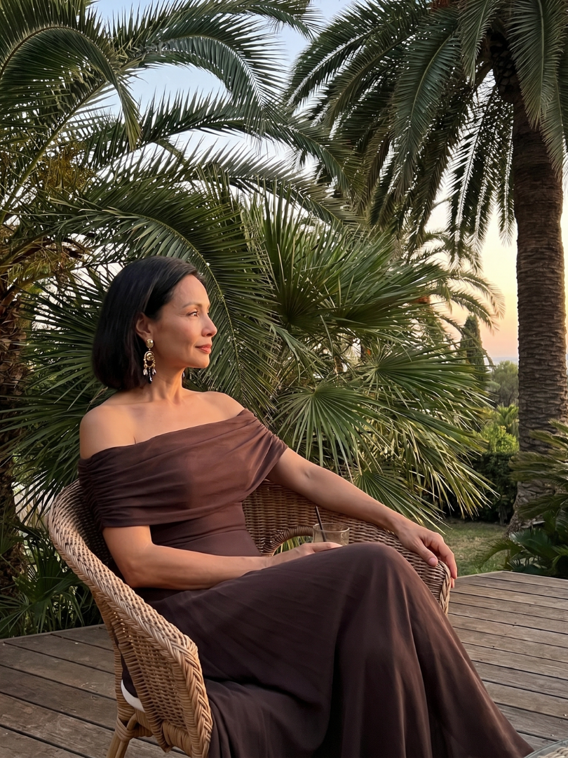 Juni | Off-Shoulder Draperat Midikjol