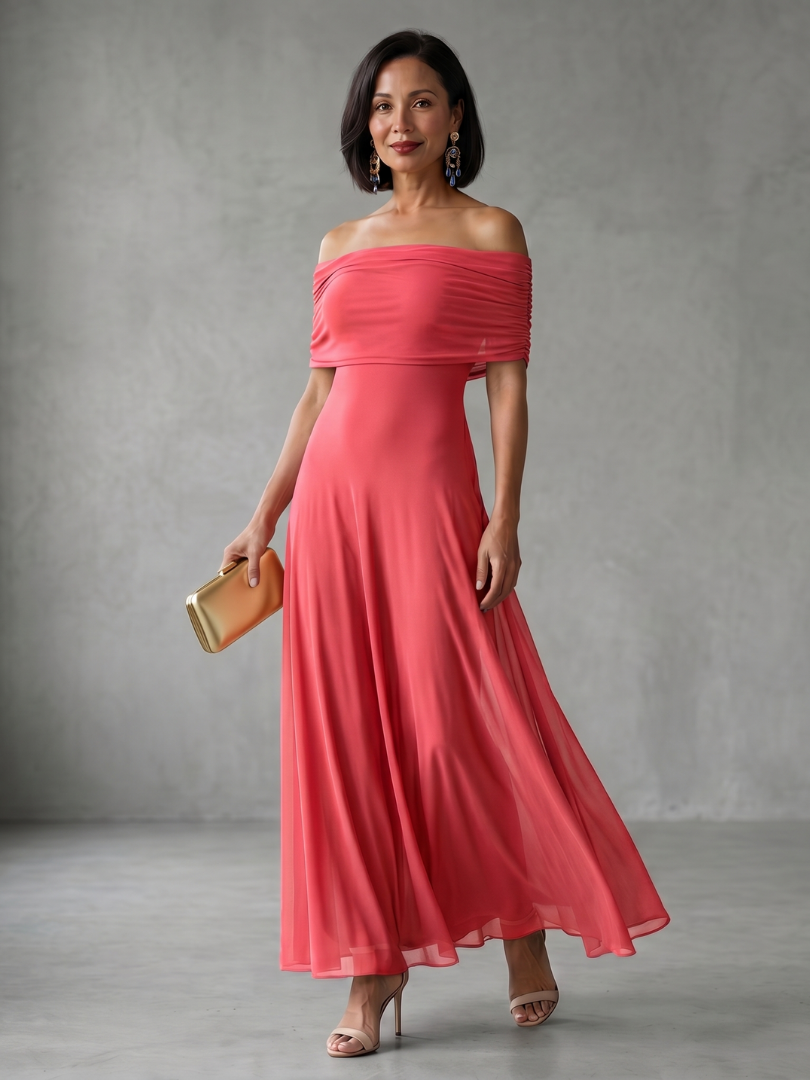 Juni | Off-Shoulder Draperat Midikjol