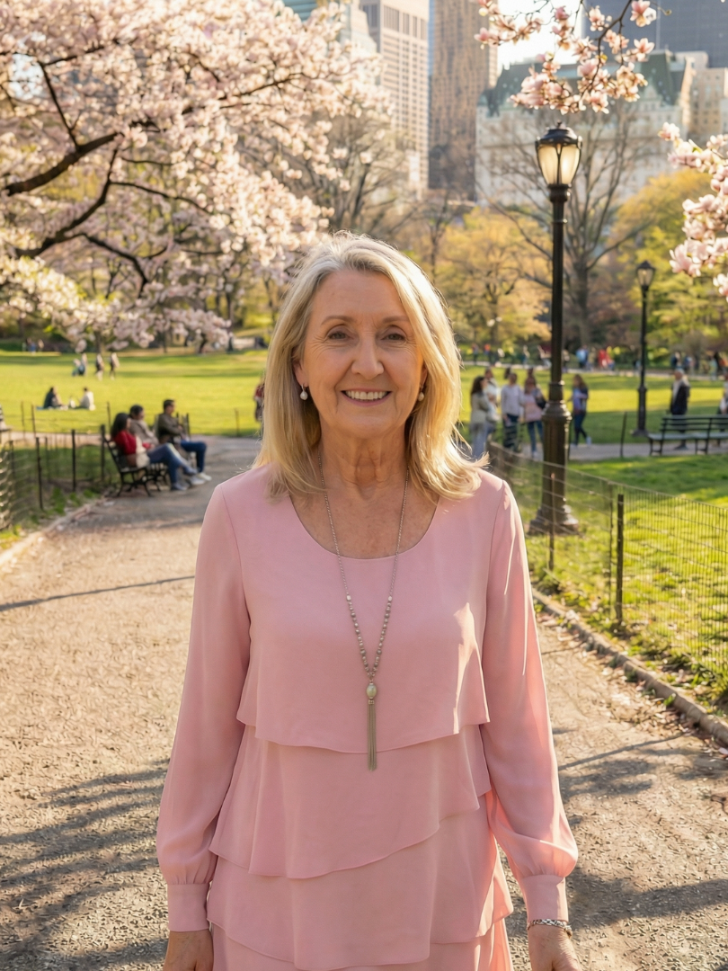 Emma | Knälång Klänning med Lager i Rosa