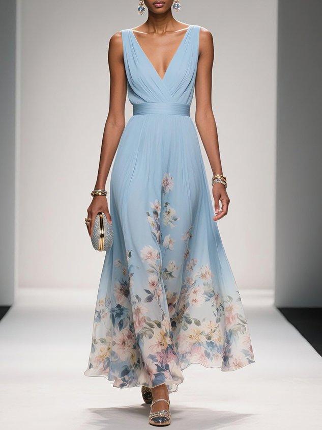 Sofia | Chiffon Maxiklänning med V-ringning i flera färger