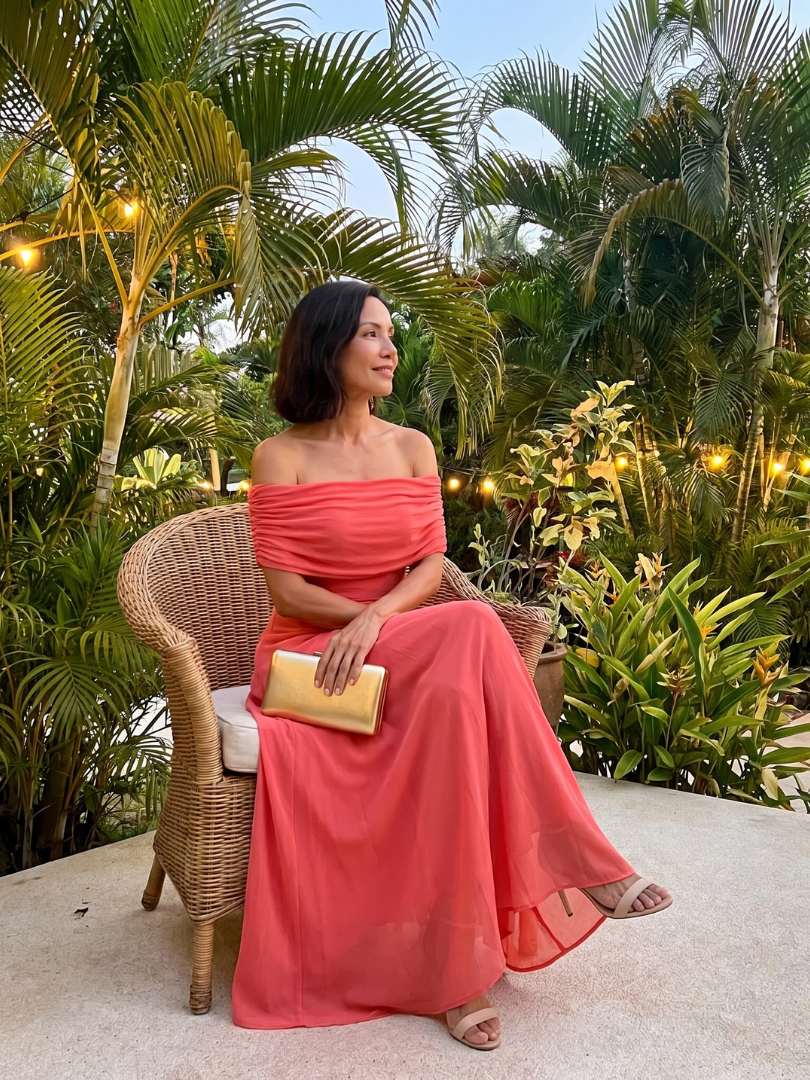 Juni | Off-Shoulder Draperat Midikjol