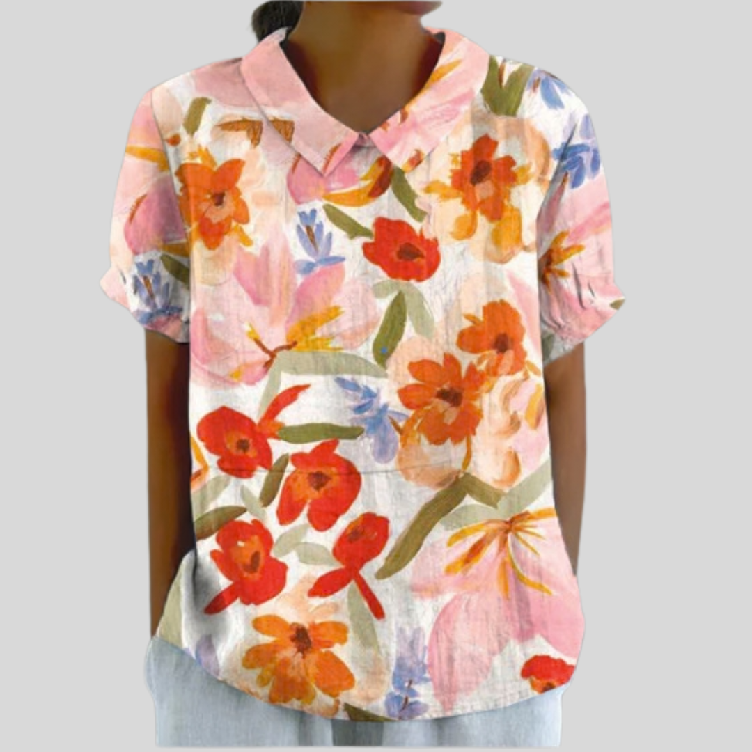 Évelyne | Blommig Blus Expressiv