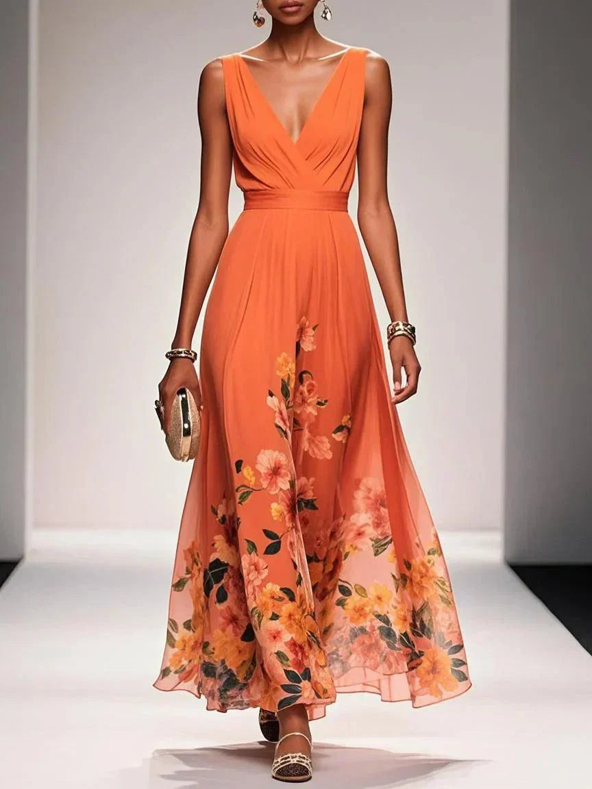 Sofia | Chiffon Maxiklänning med V-ringning i flera färger