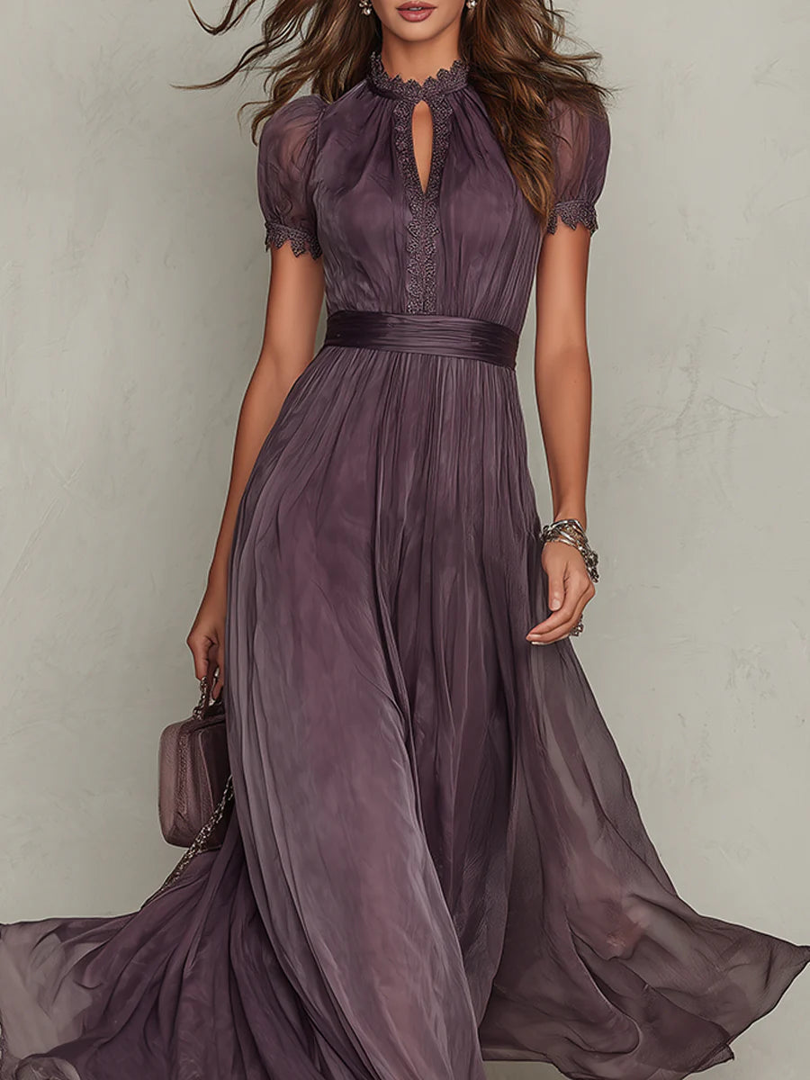 Greta | Vintage Elegant Maxiklänning i Chiffong Lila