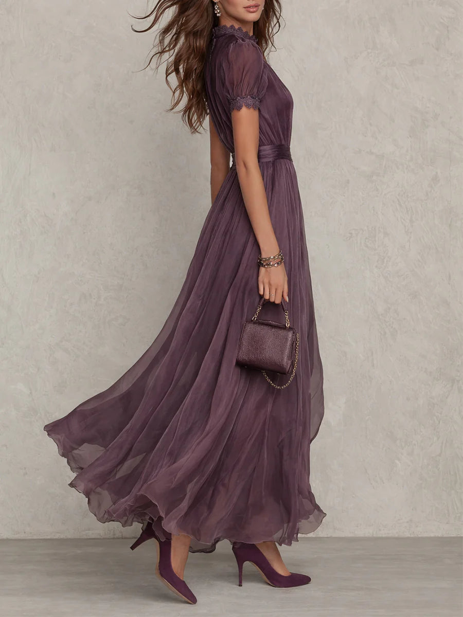 Greta | Vintage Elegant Maxiklänning i Chiffong Lila