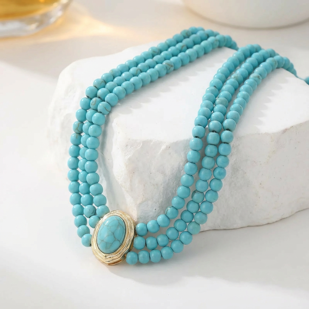 Turkos Trefaldig Chokerhalsband