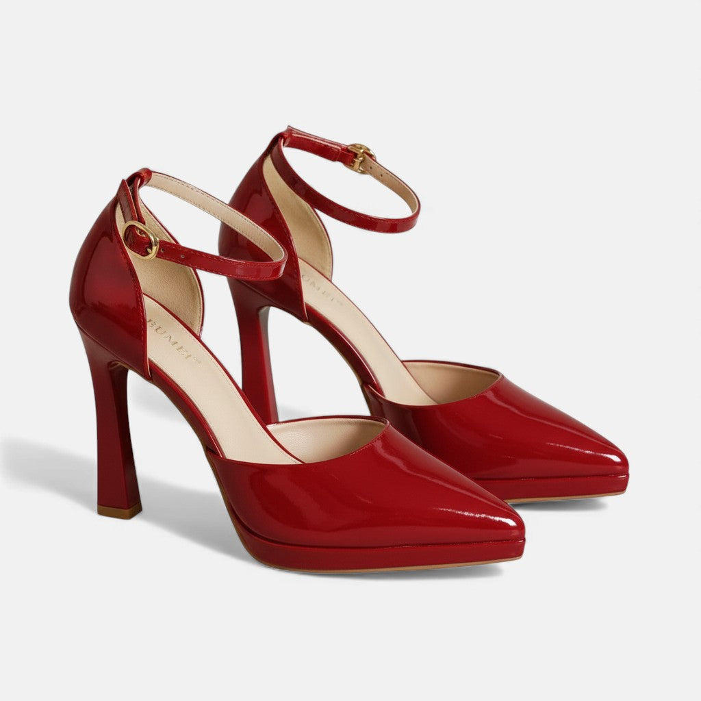 Majia | Moderna Läderpumps med Ankelspänne