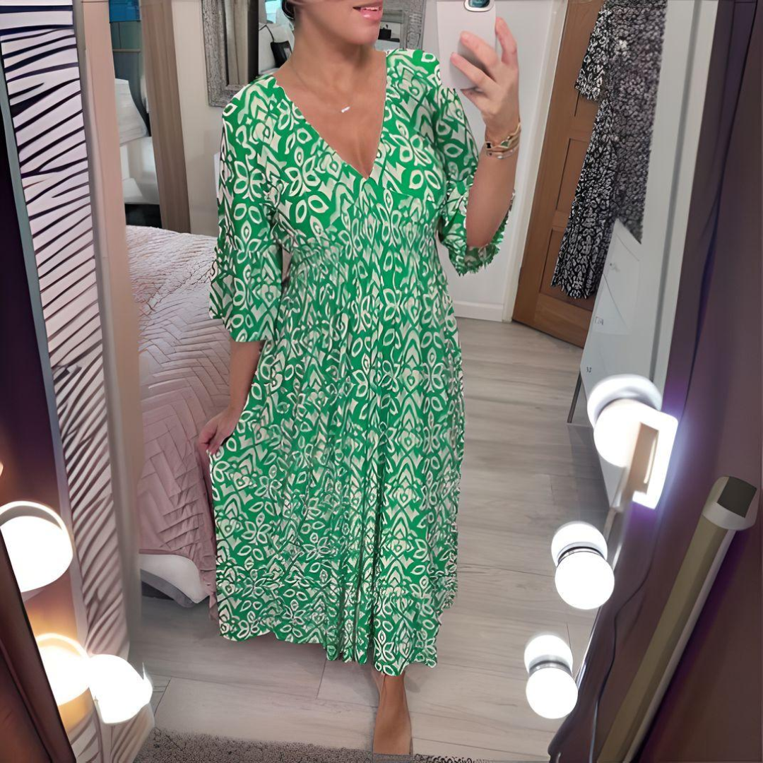 Lillia - Boho Tryckt Klänning